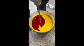 Chinese worker demonstrates mesmerizing latex paint mixing