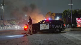 US, Los Angeles: Boyle Heights Auto Fire