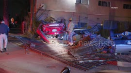 US, Los Angeles: Baldwin Park High Speed Pursuit Suspect Crashes into Auto Shop