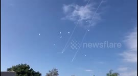 Israel: Iron Dome attempts to intercept the latest rocket barrrage launched from Lebanon towards Nahariya