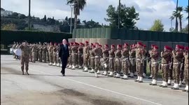Lebanon: Prime Minister Najib Mikati at the Ministry of Defense participating in the 81st Independence Day celebrations