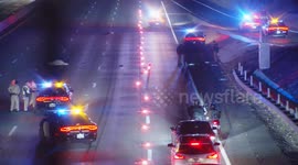 US, Los Angeles: Boyle Heights Fatal Auto vs Pedestrian on 60 Freeway