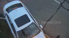 Passersby rescue drink-driver from burning car after he crashes into pole