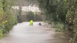 UK: Flooded Road In Trefforest, Wales