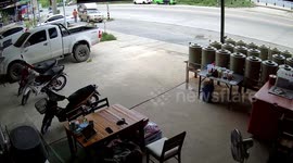 Loose wheel rolls into ice cream shop