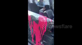 UK: Palestine Action blockade the gates of Elbit's drone engine factory in Staffordshire