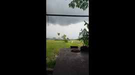 Lightning strikes rice field in Kulon Progo Regency, Indonesia