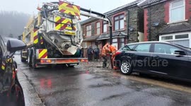 Treherbert Streets Overwhelmed by Storm Bert's Fury