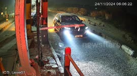 Speeding truck crashes into tractor at toll booth