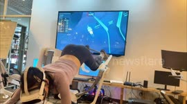 Chinese woman trains for VR flight competition