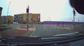 Lidl store in Brooklands, Milton Keynes, two employees are seen sprinting after a suspected shoplifter.