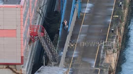 Last residents housed on Bibby Stockholm migrant barge seen leaving