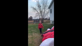 We surprised our daughter with a 20ft Santa inflatable. We blew it up and it’s taller than our house! She will never forget this.