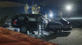 US, Los Angeles: Norwalk Man Extricated After Vehicle Comes Off Freeway Crashes Into Riverbed
