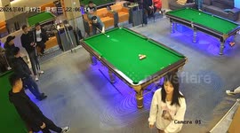 Pool player pots almost all the balls from the break