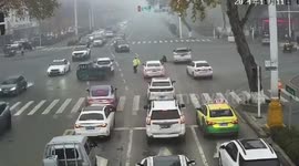 Chaos as vehicle involved in collision spins out of control and damages several cars