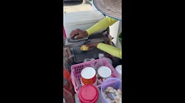 Ice block shaving for cold drink goes wrong