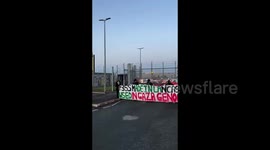 UK: Pro-Palestine activists shut down the deliveries entrance at BAE Systems in Samlesbury as part of the Global Escalation for Palestine, disrupting the production of components for F-35 fighter jets