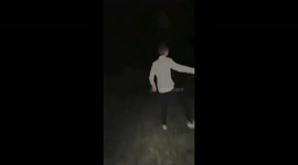 Person blown by wind falls into bushes in Corcieux, France