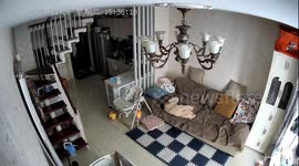 Baby falls off but stays asleep in Inner Mongolia, China