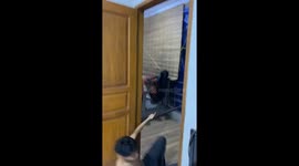 Pull-up attempt fails as bar falls in South Jakarta, Indonesia