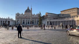 A carabinieri car patrolling the square in St. Peter's Square, in the Vatican City in Rome.