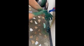 Boy covers himself in green paint to look like Incredible Hulk