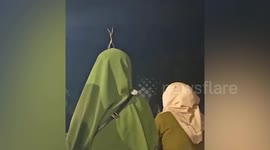 Praying mantis joins the party by dancing on girl's head