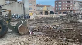 Spain: Troops and Machines Clear Rubble in Catarroja