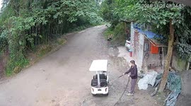 Runaway E-Scooter: Man Chases Rogue Ride on a Wild Dash into Bamboo Forest