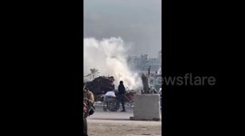 Israeli forces fire smoke bombs at civilians in the Sheikh Radwan neighborhood of Gaza City