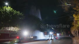 US, Los Angeles: Studio City Hydrant Crash