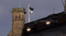 Video clips showing the Palestine Flag flying above Sheffield Town Hall