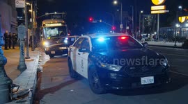 US, Los Angeles: Westlake Metro Bus Vandalized Possibly Shot At