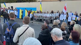Members of the Ukrainian community in Rome demonstrate against Russia on the occasion of the 1000 days since the beginning of the Russian-Ukrainian war, in Rome.