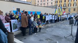 Members of the Ukrainian community in Rome demonstrate against Russia on the occasion of the 1000 days since the beginning of the Russian-Ukrainian war, in Rome.