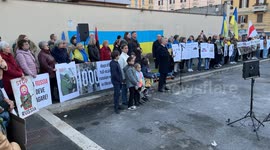 Yaroslav Melnyk, Ambassador of Ukraine to Italy, during his speech at the demonstration against Russia on the occasion of 1000 days since the beginning of the Russia-Ukraine war, in Rome.