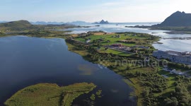 Dronevideo from sunny evening in Bø, North Norway
