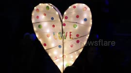 Christmas lantern and lights parade lights up night sky in Kent, UK