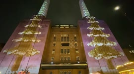Wallace and Gromit decorate Christmas trees on London’s iconic Battersea Power Station