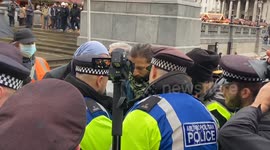 Protesters march in solidarity with Kurds in Trafalgar Square in response to the recent arrests of members of the Kurdish community in London by anti-terrorism police.