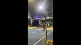 Basketball and volleyball friends play unbothered in Bambang, Philippines