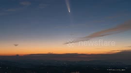 Atlas comet illuminates Zijin Mountain, China