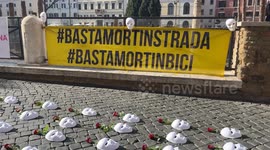Sit-in protest to contest the road code reform that is about to be approved in Rome.