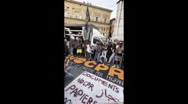 Migrants during the protest against the new Permanent Repatriation Centers (CPR) planned by the Italian Government, in Bologna.