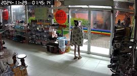 Wild elephant attacks shop in northeast Thailand