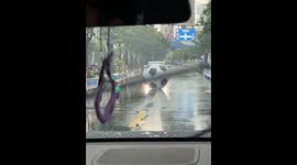 Unusual roadblock: Enormous soccer ball encountered on Zhejiang Street