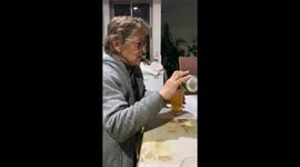 Grandma Takes Her Daily Pills With Beer