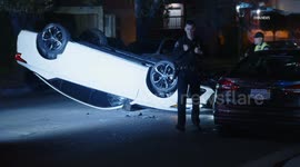 US, Los Angeles: Glendale Driver Crashes Into 2 Parked Cars And Flips