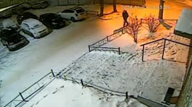 Man trips over fence and falls down before being hit by car